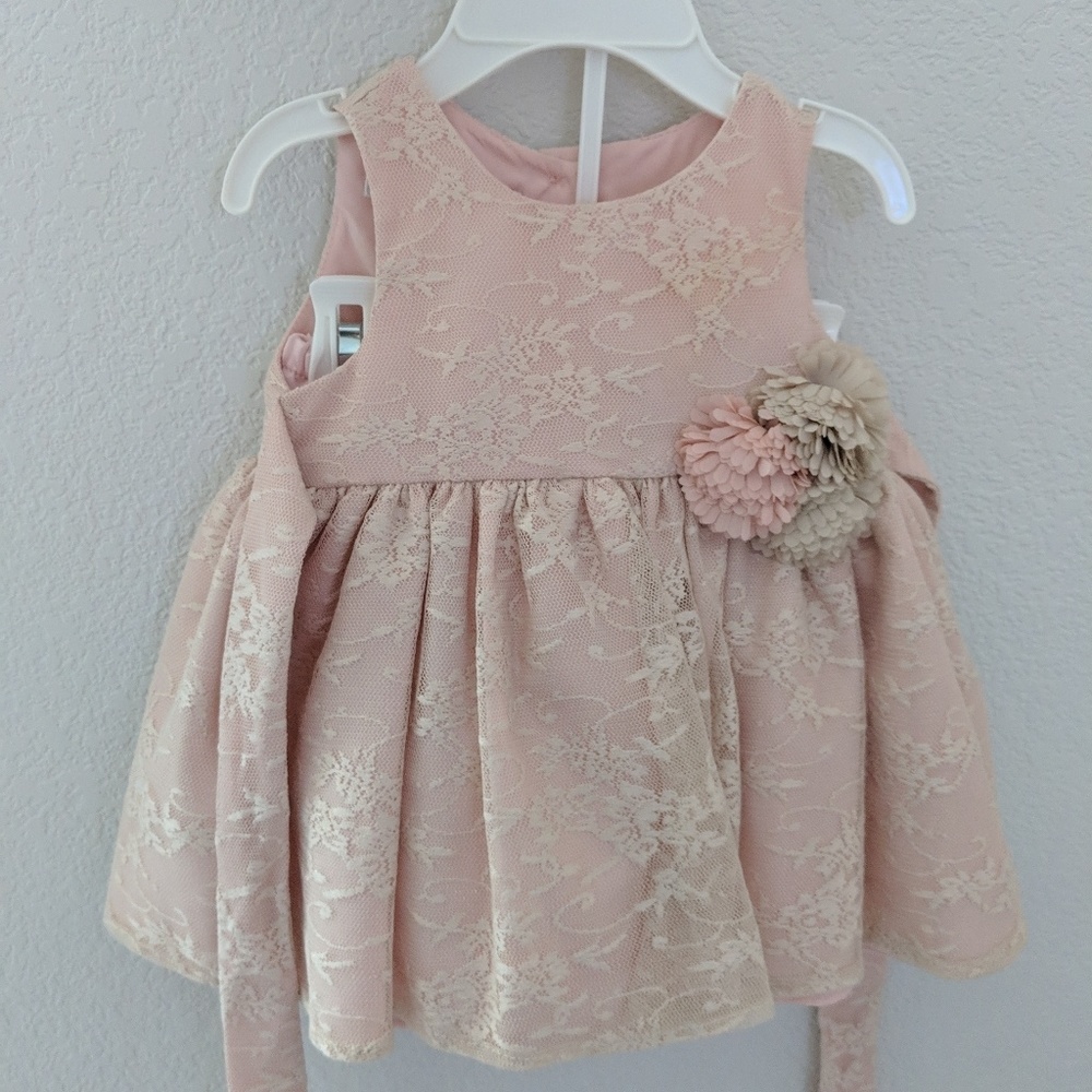 Marmellata formal dress pink and gold lace 3-6m